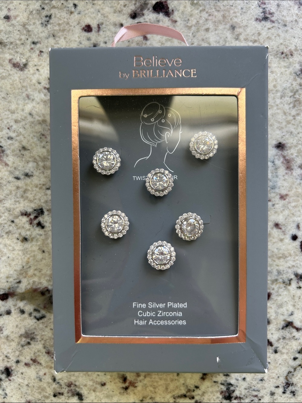 Believe by Brilliance Silver Cubic Zirconia Brooch Set - Sparkling Silver